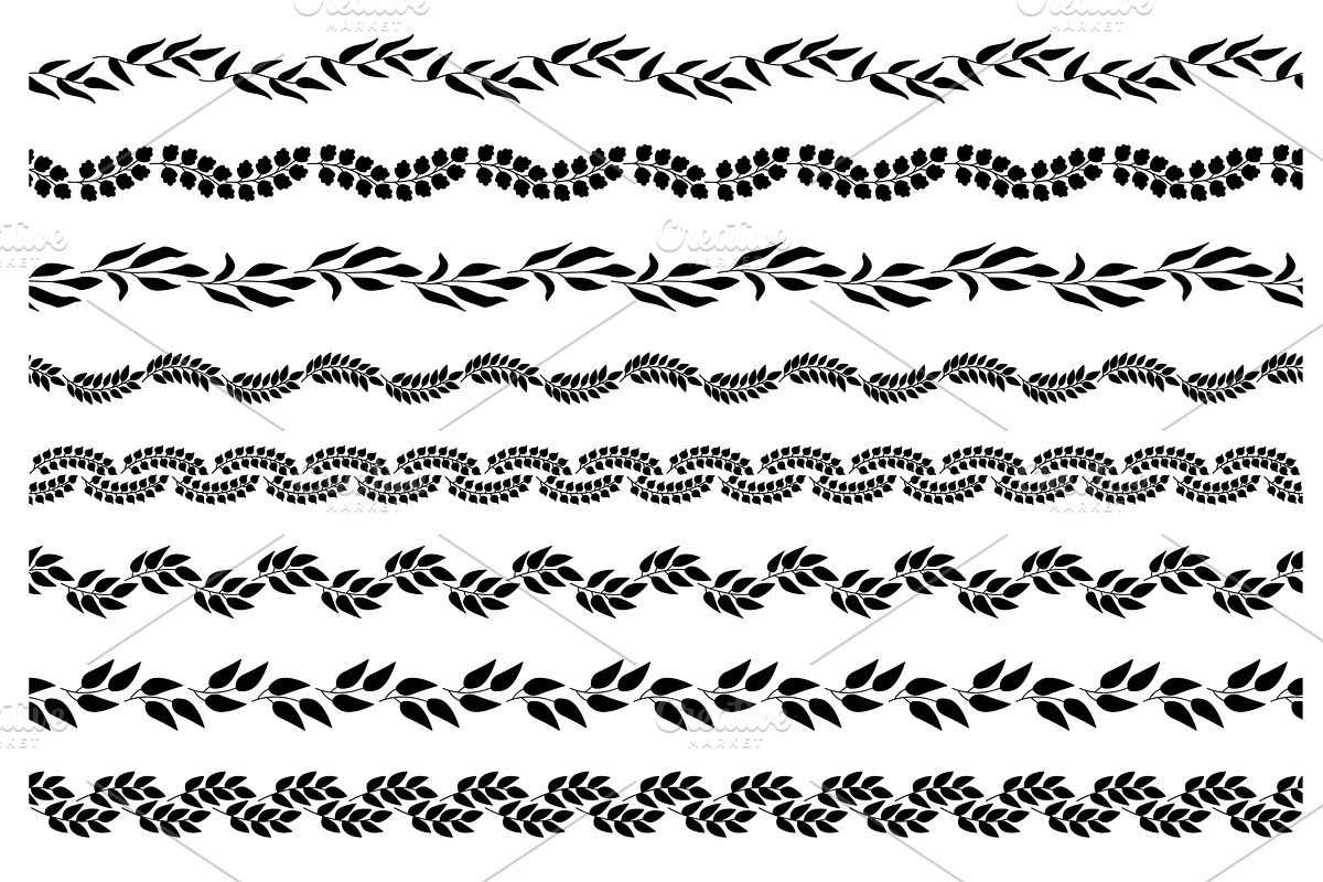 Horizontal seamless black botanical, an Object Illustration by Woters little shop