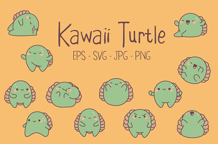 Kawaii Turtle Set Illustrations