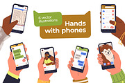 Hands with smartphone screens set, a Technology Illustration by Good Studio (Thumbnail 1 of 4)