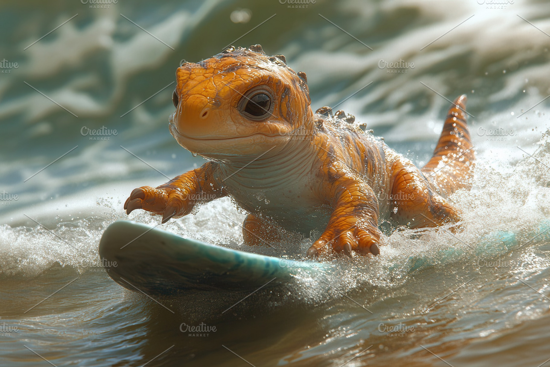 Surfing creature enjoys the ocean wa, a Photo by Tanuart