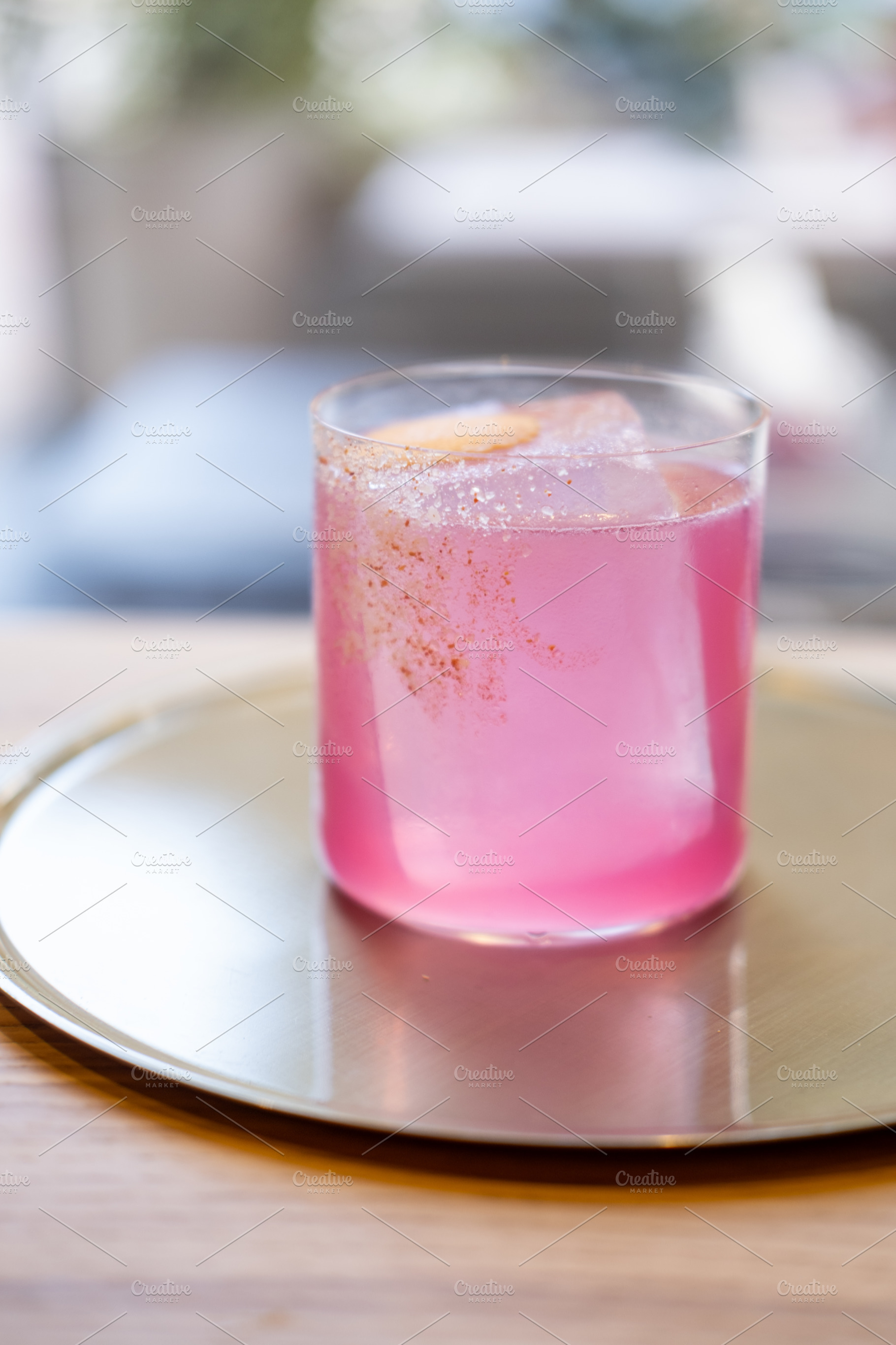 Pink cocktail cold beverage wet glass served drink, a Food & Drink Photo by Photo Drive Studio