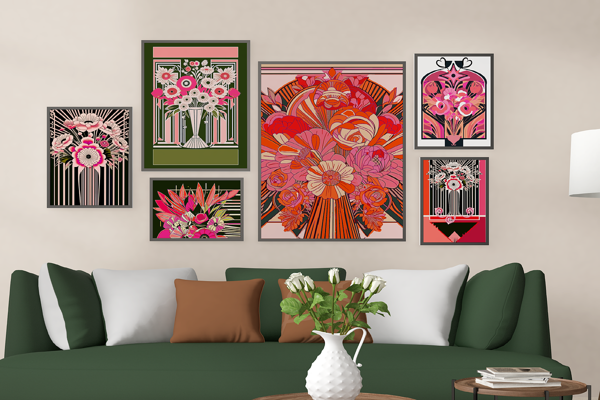 Art Deco Floral Bouquets Posters, a Decorative Illustration by Blynn Pippen (Photo 2 of 10)