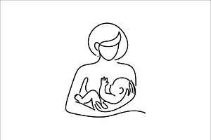 Mother and Child Line Art Logo, a Branding & Logo Template by Vectorium Studio