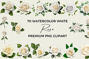 70 Watercolor White Rose PNG Clipart, a Graphic by Graphicspixel (Thumbnail 1 of 11)