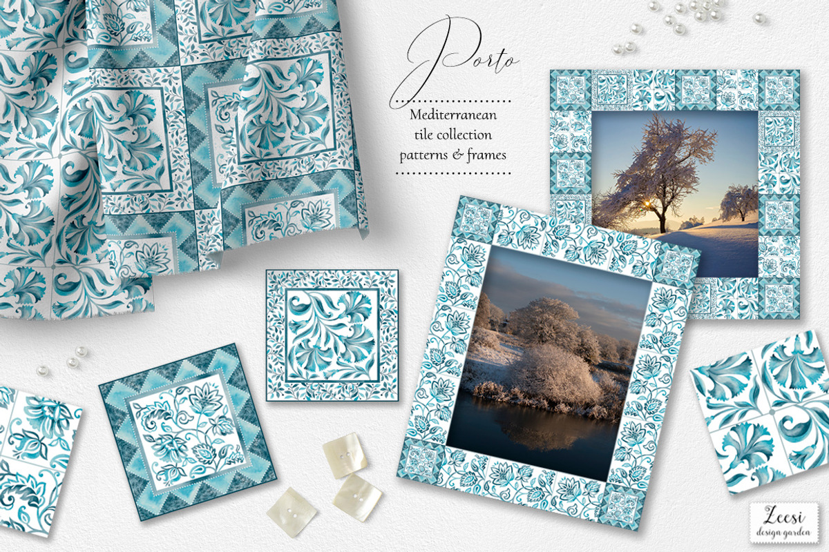 Porto Portuguese Tile Patterns, a Pattern Graphic by Zeesi Design Garden (Photo 2 of 10)