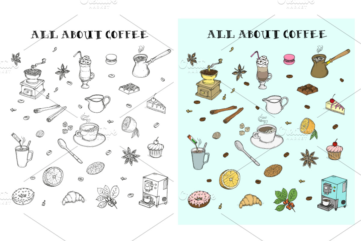 Coffeeshop. All About Coffee., a Food Illustration by WINS Doodle shop (Photo 4 of 5)