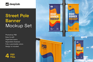 Street Pole Banner Mockup Set