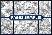 Ocean Cottage Garden Coloring Pages, a Seasonal Illustration by BrightMart (Thumbnail 2 of 3)