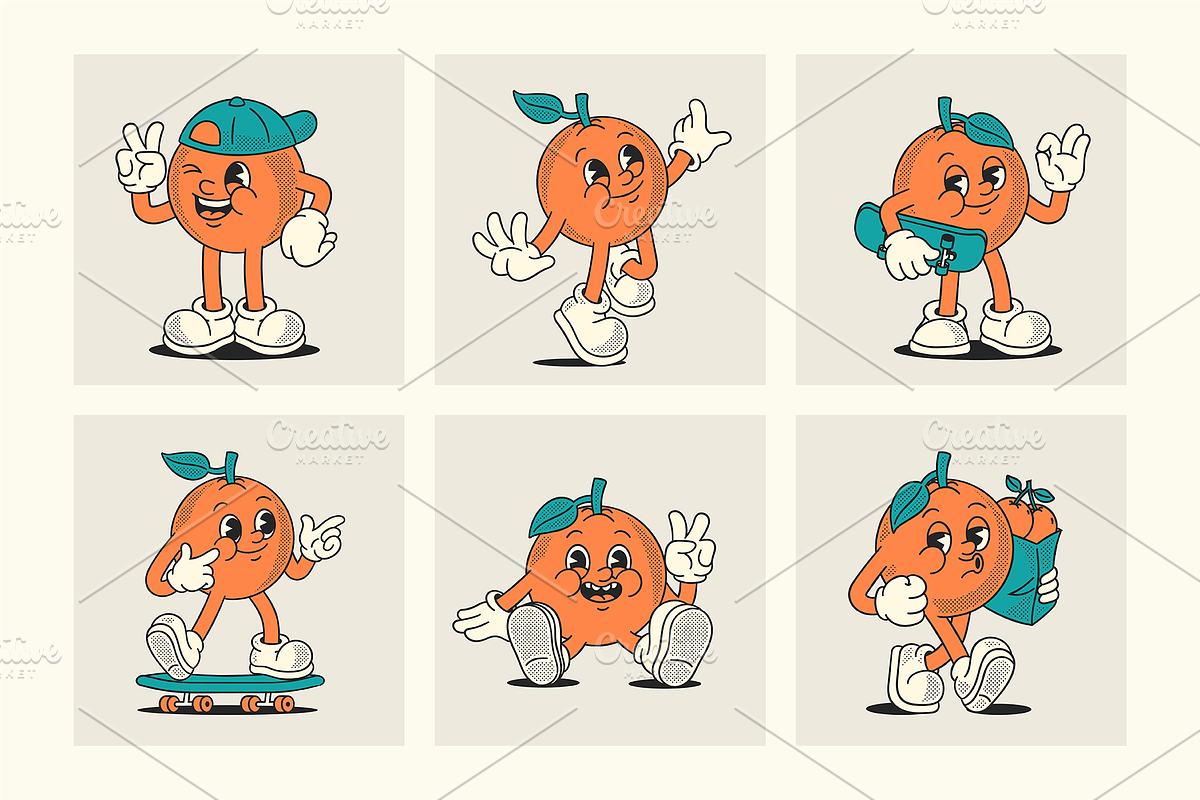 Orange Fruit Cartoon Character, a Food Illustration by ™Creasi (Photo 5 of 7)