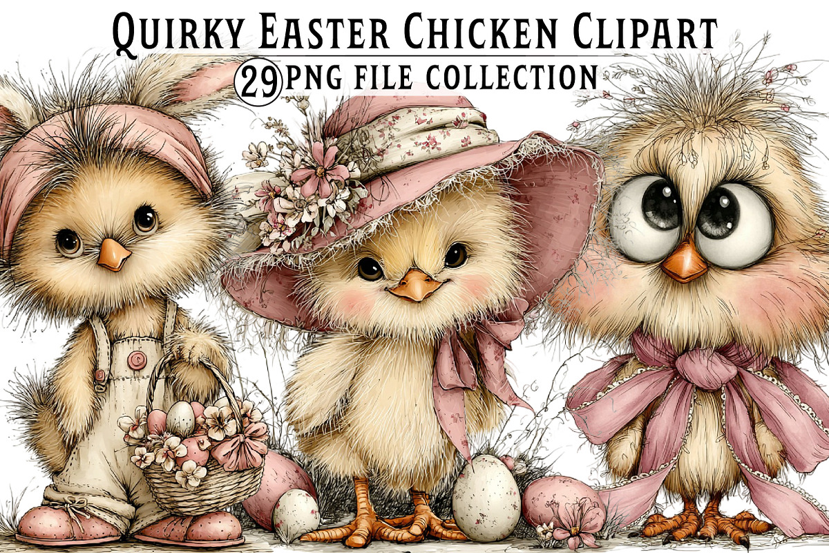 Quirky Easter Chicken Clipart, an Illustration by Dream Creation (Photo 1 of 4)