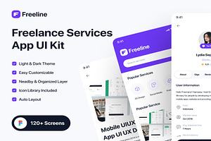 Freeline Freelance Services App UI, an UI Kit Template by Lumina_ui_ux202