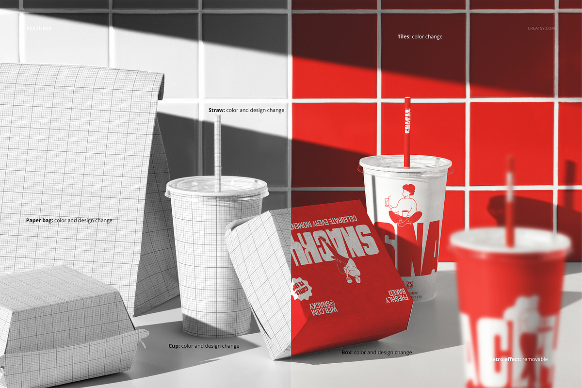 Fast Food Restaurant Packagin Mockup, a Packaging Mockup by creatsy5 (Photo 3 of 6)