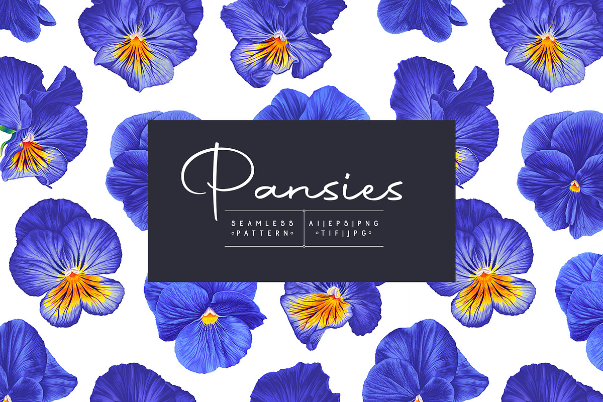 Blue Pansies Seamless Pattern, a Pattern Graphic by MarynaPetrovska (Photo 1 of 11)