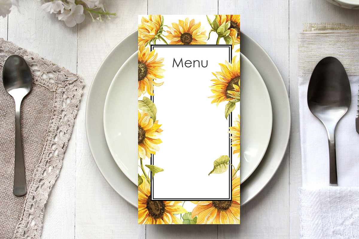 Sunflowers Watercolor Collection, an Illustration by Dervik Art Store (Photo 7 of 8)