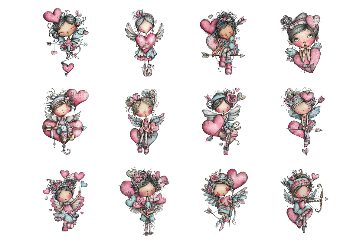 Whimsical Cupid Valentine Clipart, an Illustration by Design Market (Photo 3 of 3)