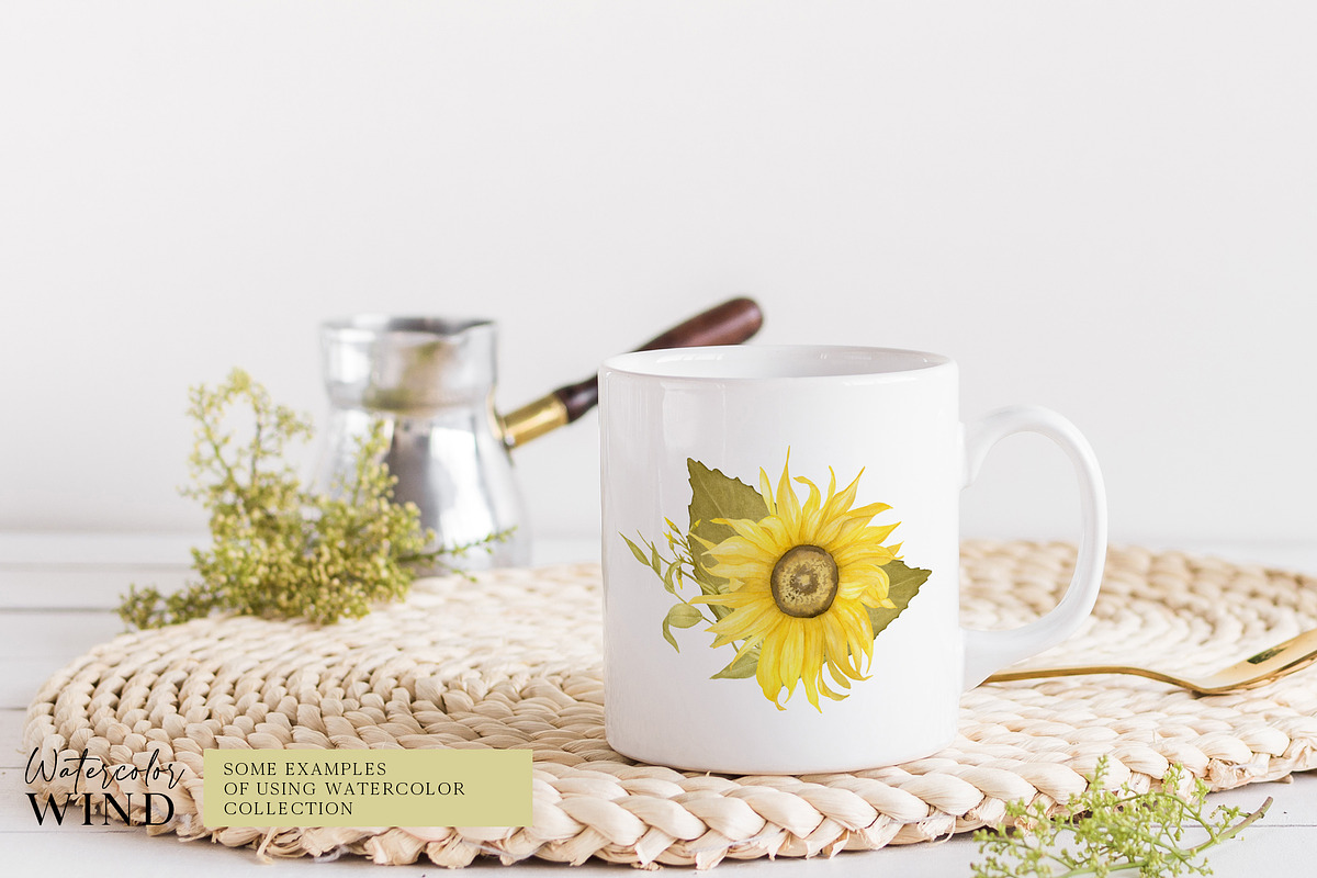 Watercolor Sunflowers Clipart, an Illustration by Ksenia Shmakova (Photo 8 of 12)
