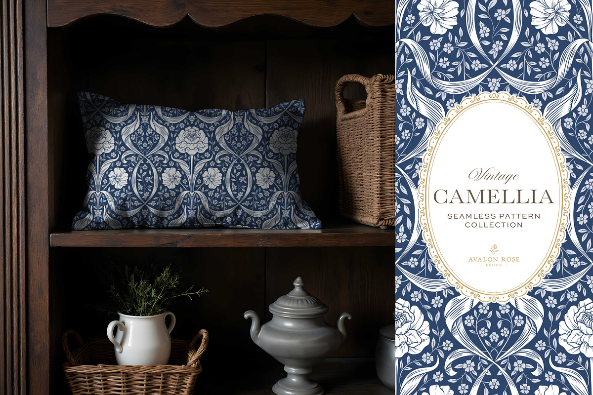 Arts & Crafts Floral Patterns Cobalt, a Pattern Graphic by Eclectic Anthology (Photo 9 of 10)