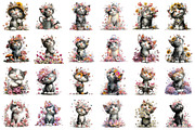 Whimsical Floral Kitten Clipart, a Seasonal Illustration by designcity5 (Thumbnail 2 of 5)