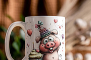 Funny Birthday Pig Clipart Cartoon, a Graphic by one-touch (Thumbnail 2 of 15)
