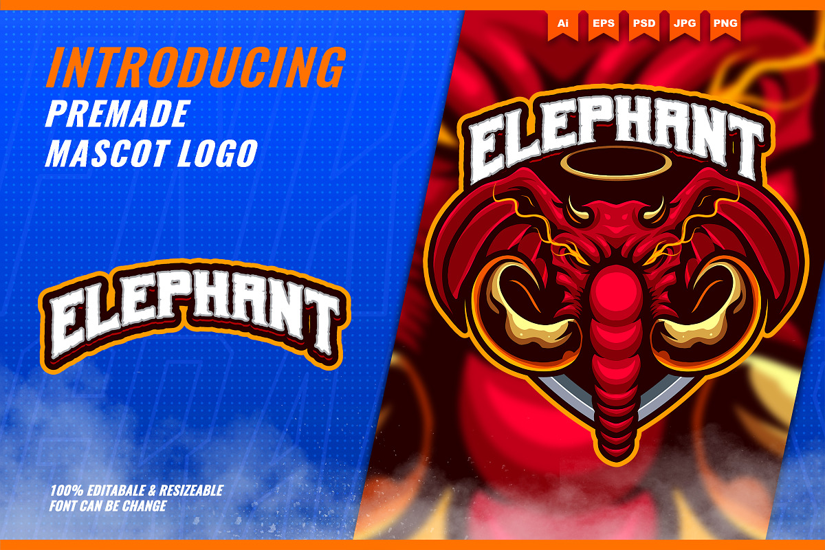 Elephant Angel - Mascot Esport Logo, a Branding & Logo Template by FNR Graphics (Photo 1 of 5)