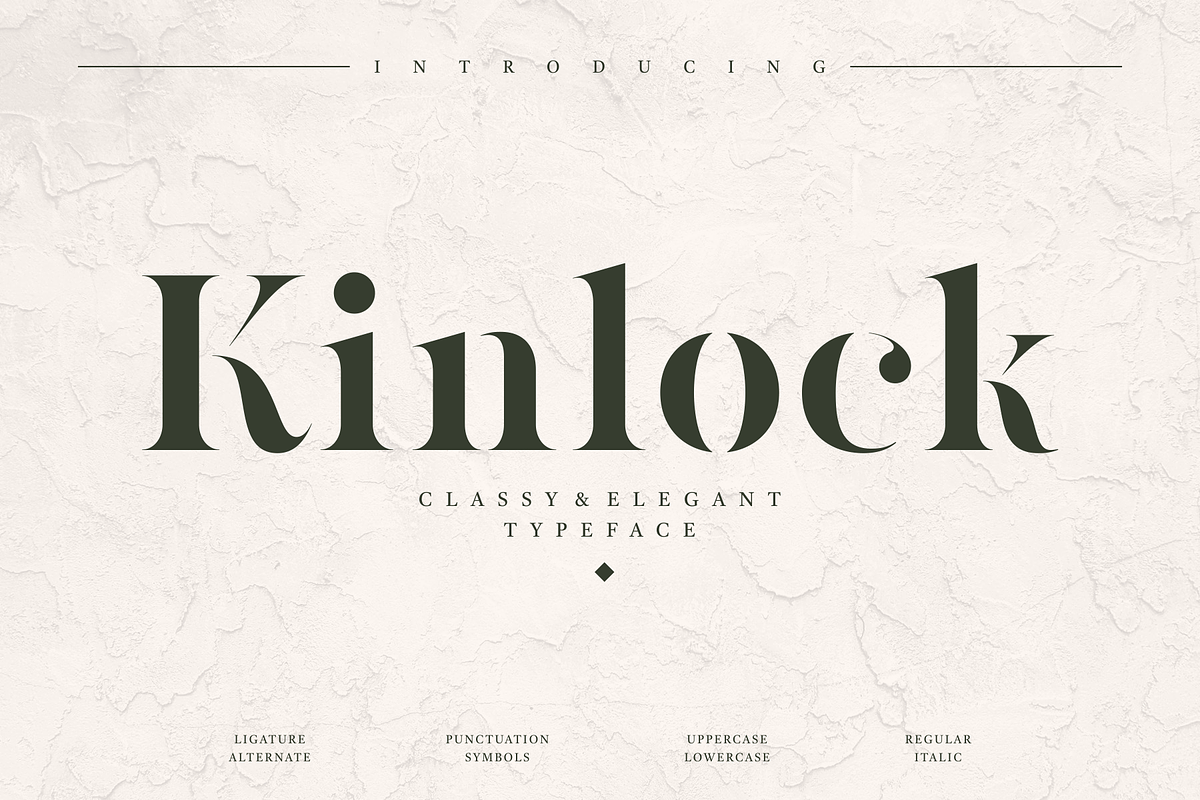 Kinlock - Elegant Stencil Serif, a Serif Font by Surplus Type Co (Photo 1 of 7)