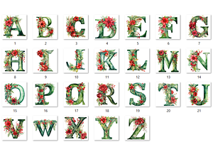 Green Christmas Alphabet Clipart