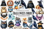 Watercolor Halloween Birds Clipart, an Illustration by Designworld (Thumbnail 1 of 6)