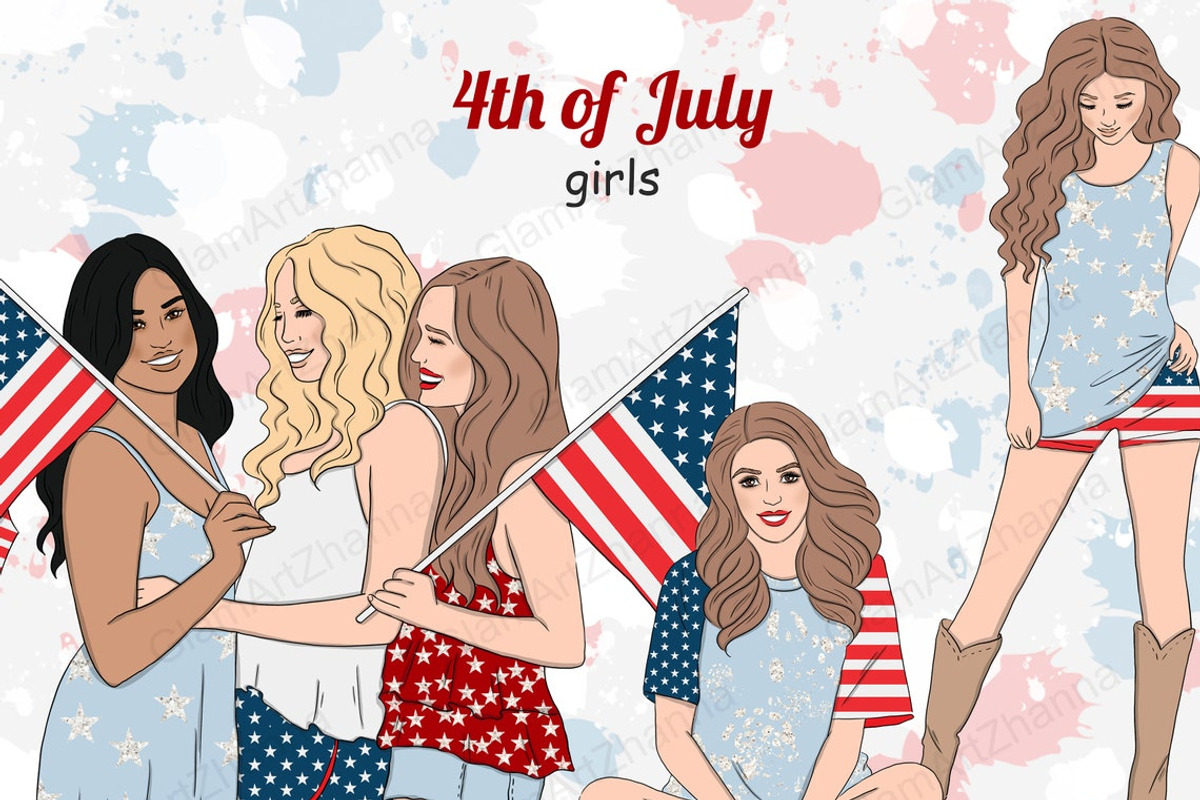 4th of July Girls Clipart, a Person Illustration by GlamArtZhanna (Photo 1 of 4)