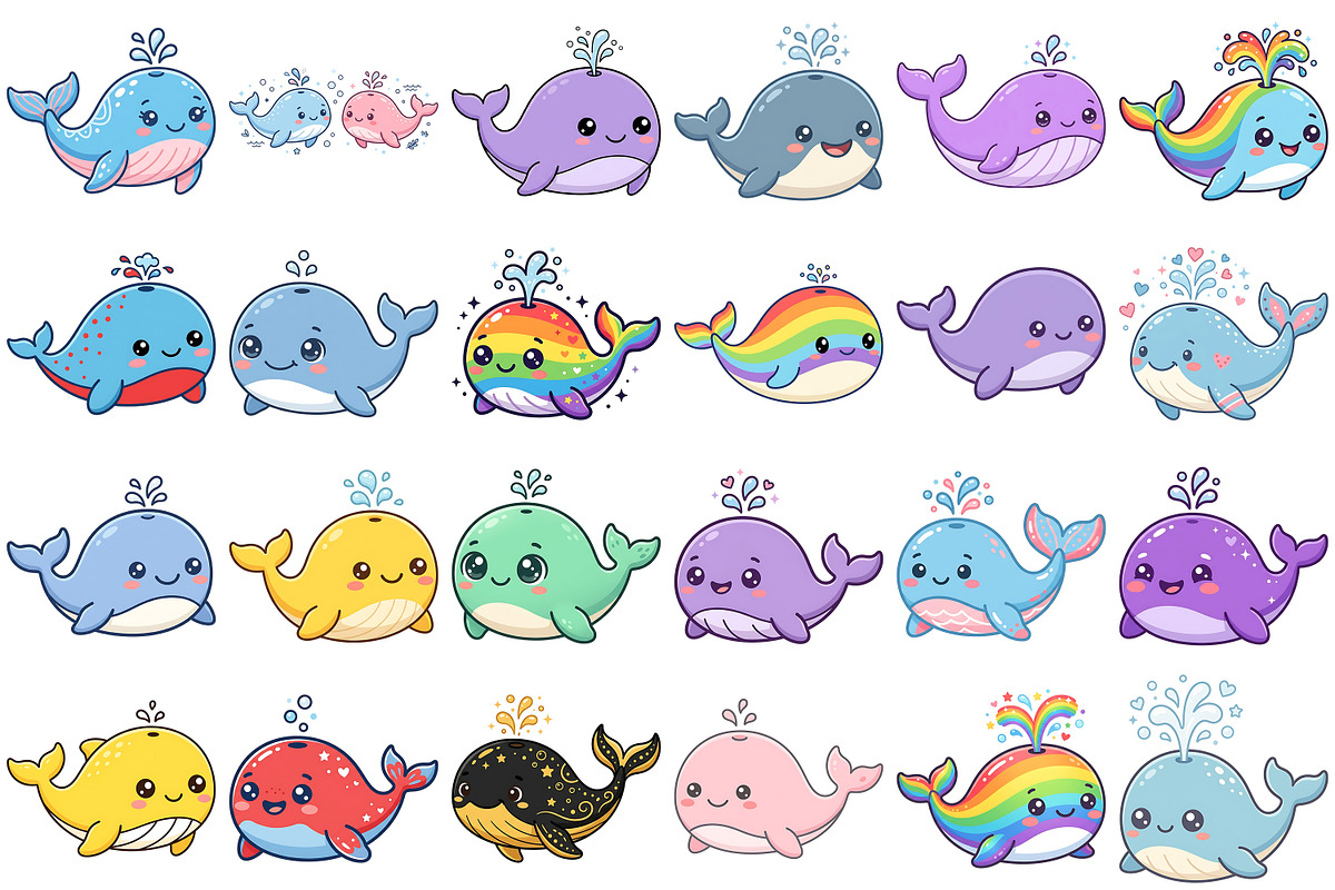 Cute Whale Clipart, an Animal Illustration by Forhadx5 (Photo 3 of 7)