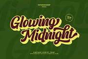 Glowing Midnight, a Script Font by Vintage Division (Thumbnail 1 of 10)