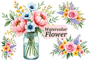 Pastel Floral Watercolor Art, an Illustration by jahid234 (Thumbnail 1 of 11)