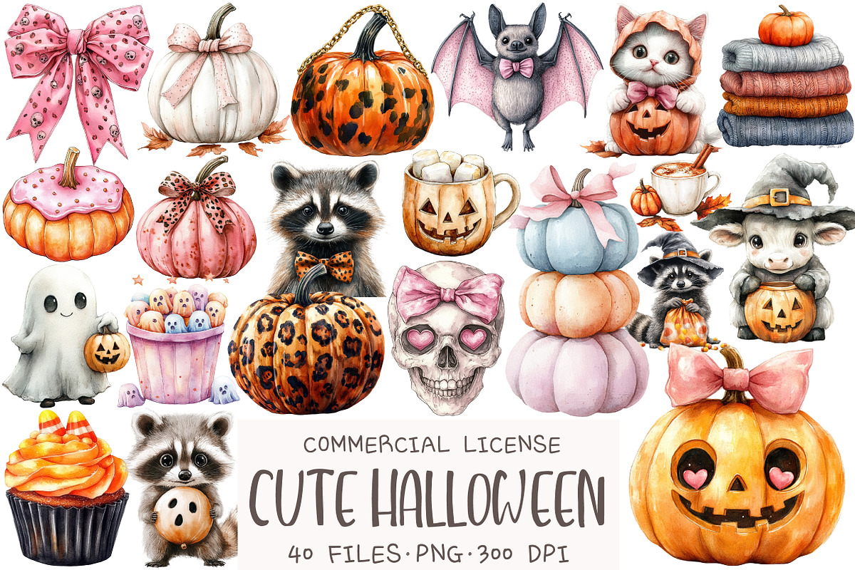 Cute Halloween Sublimation Clipart, an Illustration by OK Design (Photo 1 of 5)