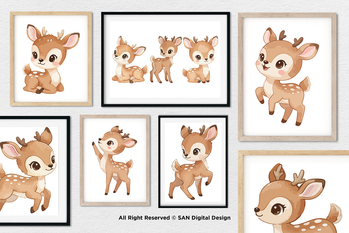 15 Bundle Watercolor Baby Deer Stag, an Animal Illustration by Morspective (Photo 4 of 8)