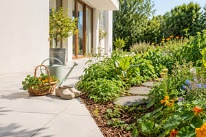 Foraging garden with lush plants and, a Photo by Dvoevnore photos