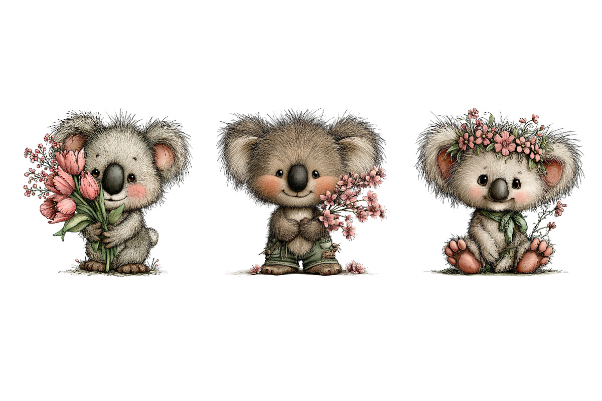 Whimsical Spring Koala Clipart, an Illustration by Dream Creation (Photo 7 of 7)