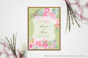 Blooming Roses Watercolor Clipart