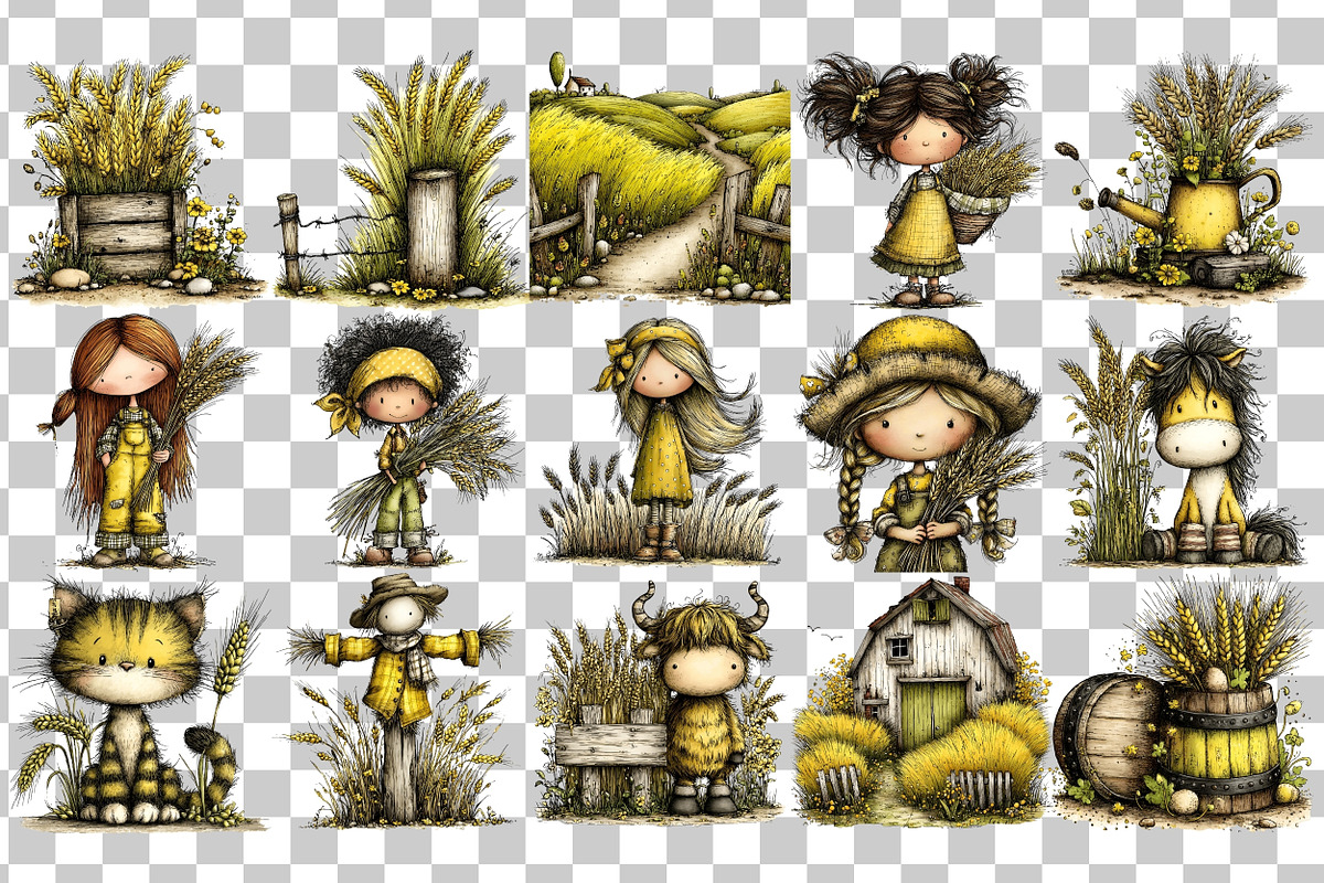 Whimsical Wheat Farm PNG, a Seasonal Illustration by Nicolle's Colorful Art (Photo 3 of 4)