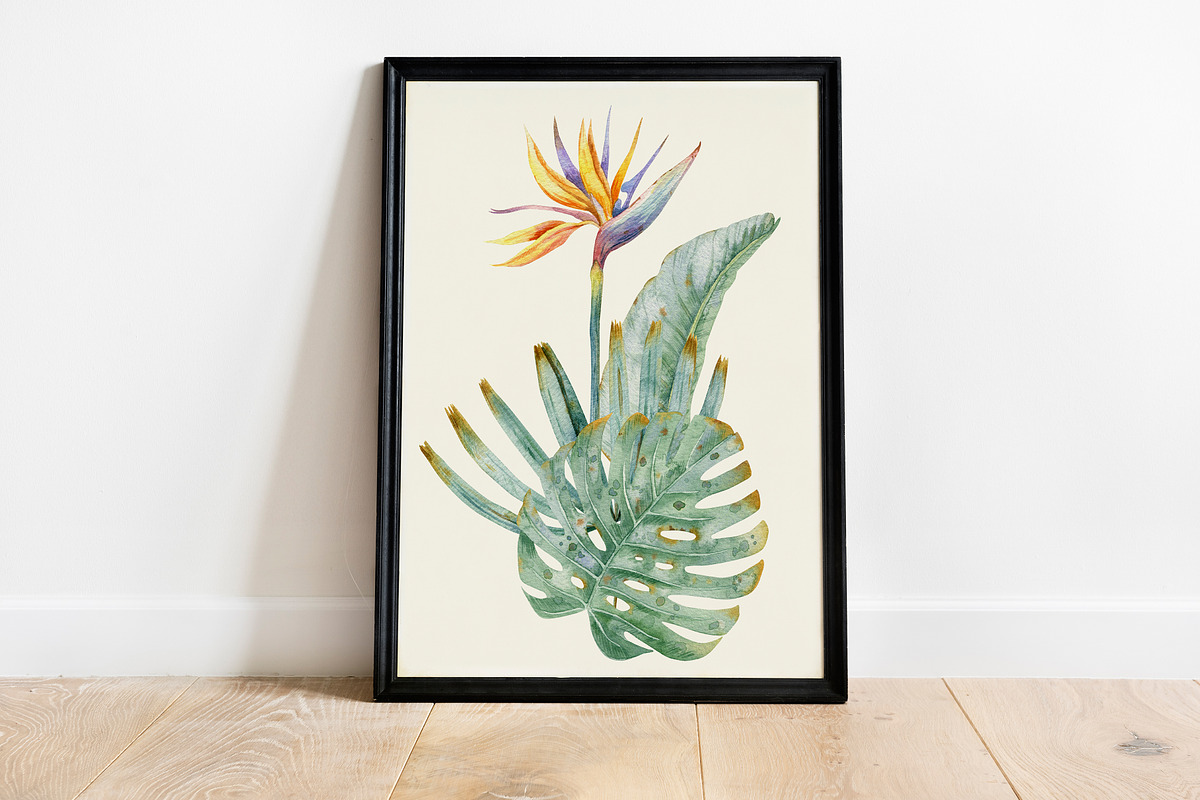 Watercolor Tropical Leaves & Flowers, an Illustration by babenkoirusa (Photo 13 of 17)