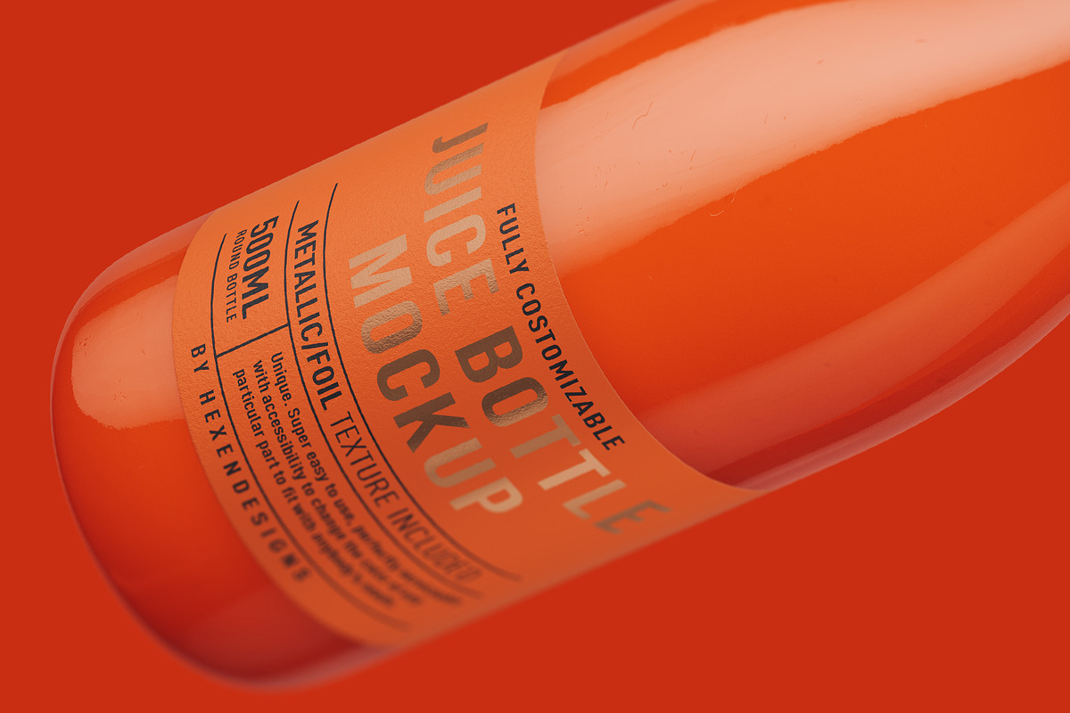 Juice Round Bottle Mockup, a Product Mockup by HexenDesigns (Photo 9 of 12)
