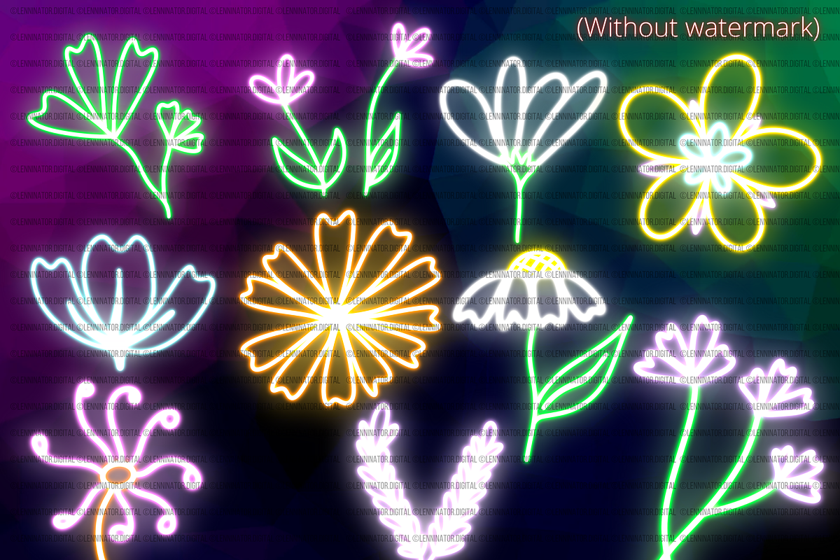 Neon Spring Flowers Clipart PNG, a Decorative Illustration by Lenninator Digital (Photo 4 of 6)