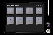 8 half Sleeve Procreate 3d Models v2, a Brush Add-On by Luuuka studio (Thumbnail 2 of 6)
