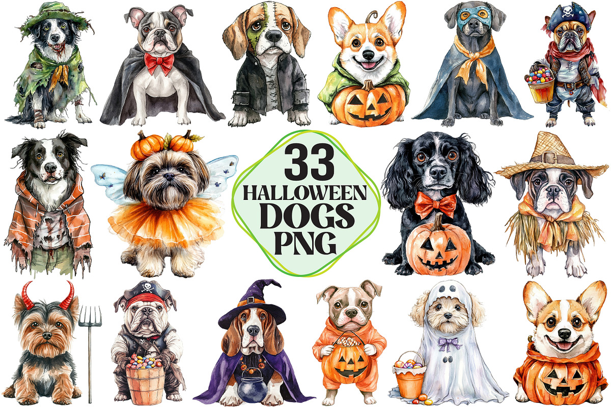 Quirky Halloween Dogs Clipart, an Illustration by Pixels.Craft (Photo 1 of 7)
