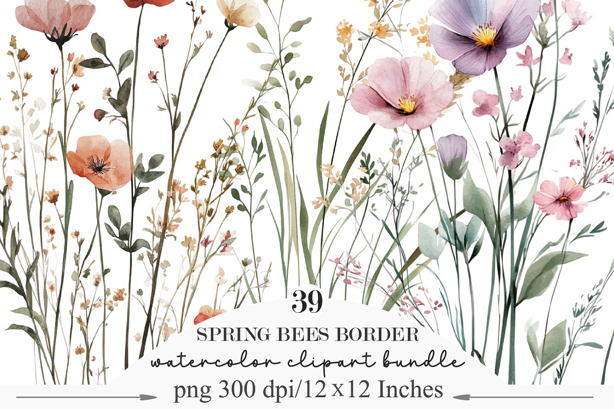 Spring Bees Border Clipart, an Illustration by Designking (Photo 1 of 5)