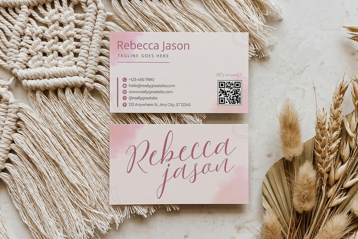 Feminine Business Card Canva Design, a Business Card Template by Arslan (Photo 3 of 6)