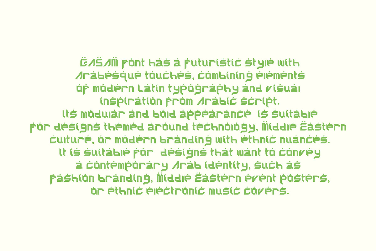 Gasam - Arabic Style Font, a Sans Serif Font by Boril Std (Photo 2 of 10)