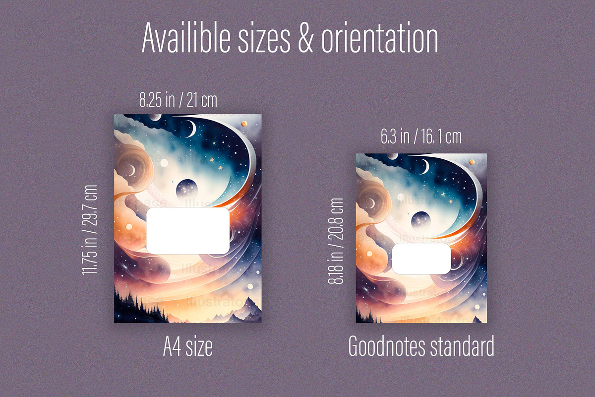 5 Galaxy GoodNotes Digital covers, a Templates & Theme by Illustrator Space (Photo 2 of 7)