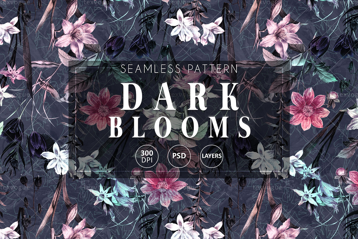 Dark Blooms - Seamless Patterns, a Pattern Graphic by texvogue (Photo 1 of 10)
