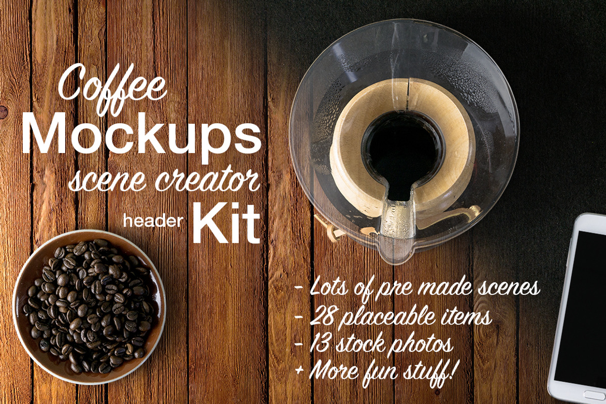 Coffee Mockups Scene Creator +, a Books & Magazine Mockup by ZedProMedia (Photo 1 of 5)