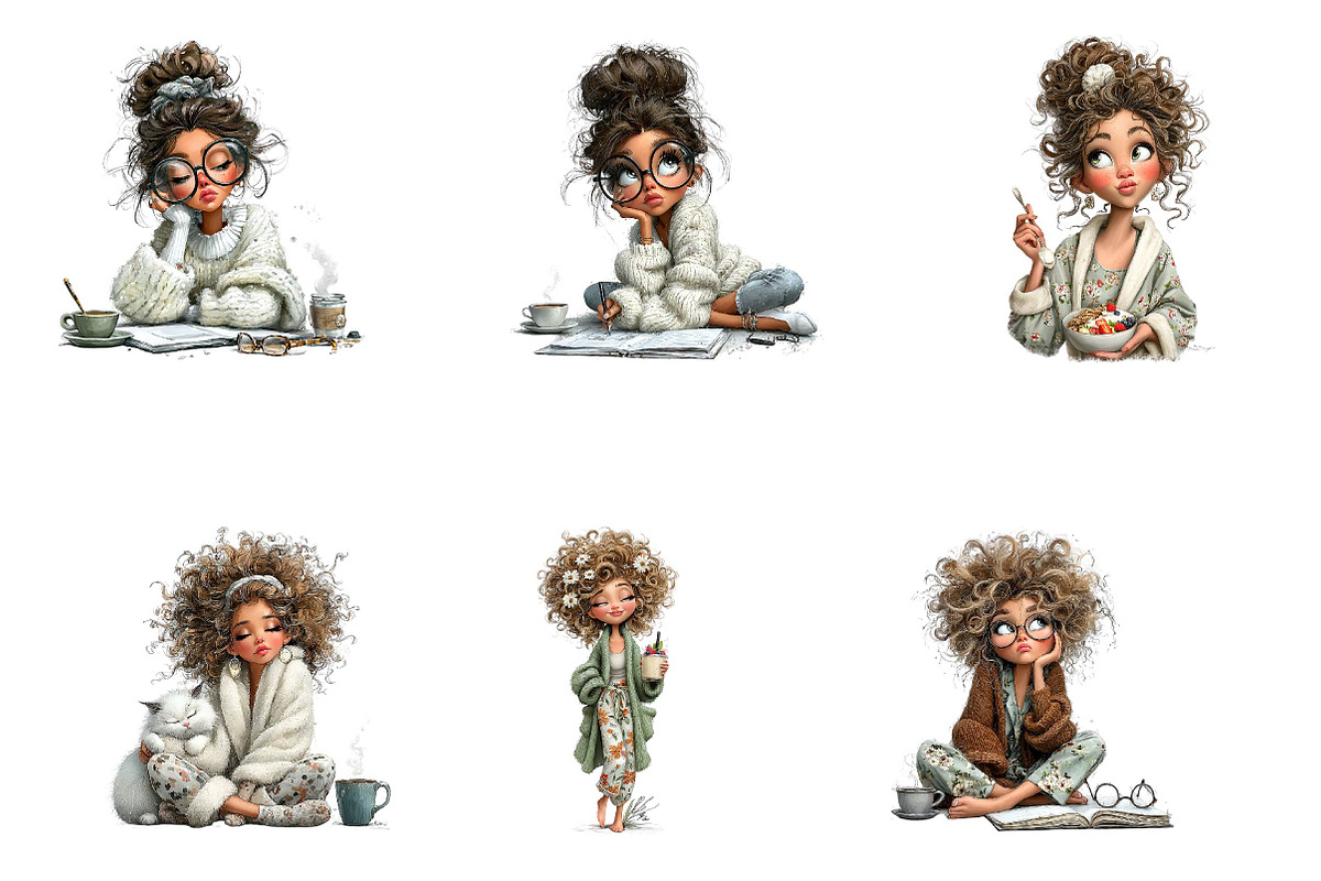 Whimsical Morning Quirky Woman, a Seasonal Illustration by CreationArt (Photo 4 of 5)