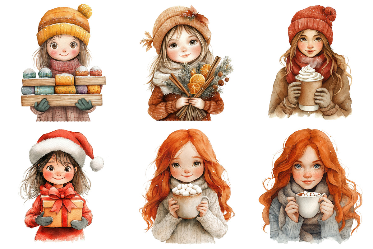 Watercolor Christmas Market Clipart, an Illustration by Daily.Designs (Photo 3 of 5)